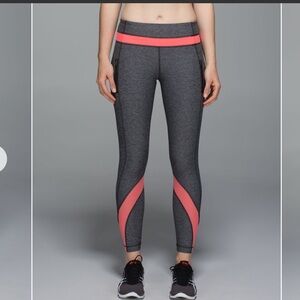 Lululemon Inspire Tight II Leggings (Mesh) Heathered Black / Grapefruit
